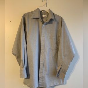 Van Heusen Men's Easy Care Dress Long Sleeve Fitted, Gray Dress Shirt 16 (34/35)